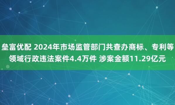 垒富优配 2024年市场监管部门共查办商标、专利等领域行政违法案件4.4万件 涉案金额11.29亿元