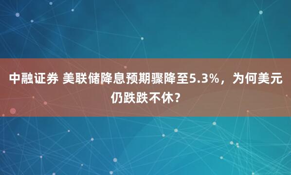 中融证券 美联储降息预期骤降至5.3%，为何美元仍跌跌不休？